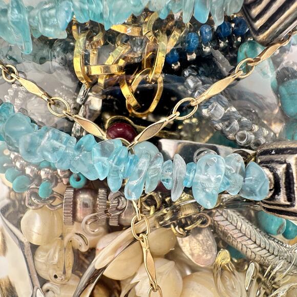 2lb 11oz Jewelry Jar Vintage to Modern Necklaces Bracelets Earrings Mixed Lot - Picture 7 of 9